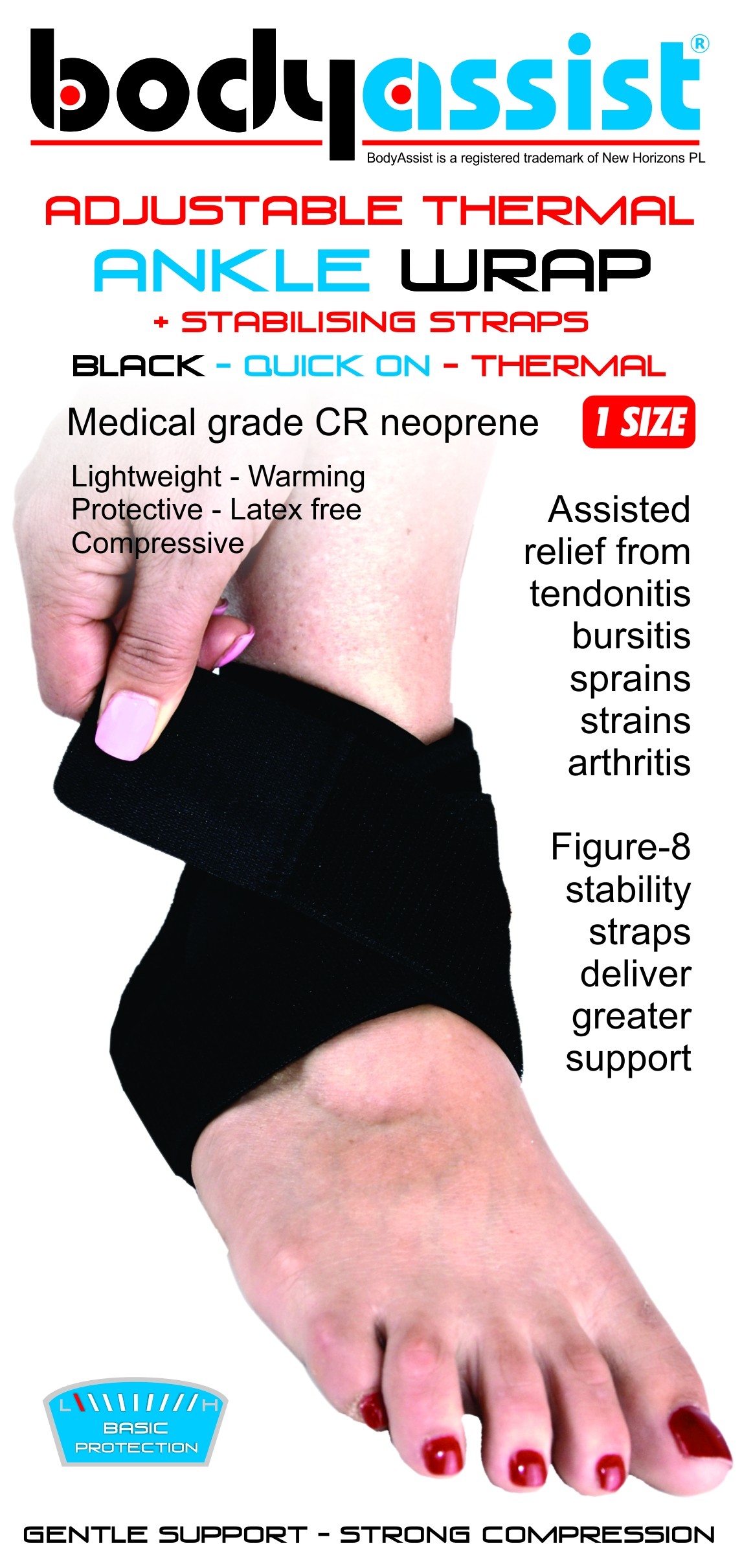 BA One Size Thermal Ankle Wrap with stabilzer straps