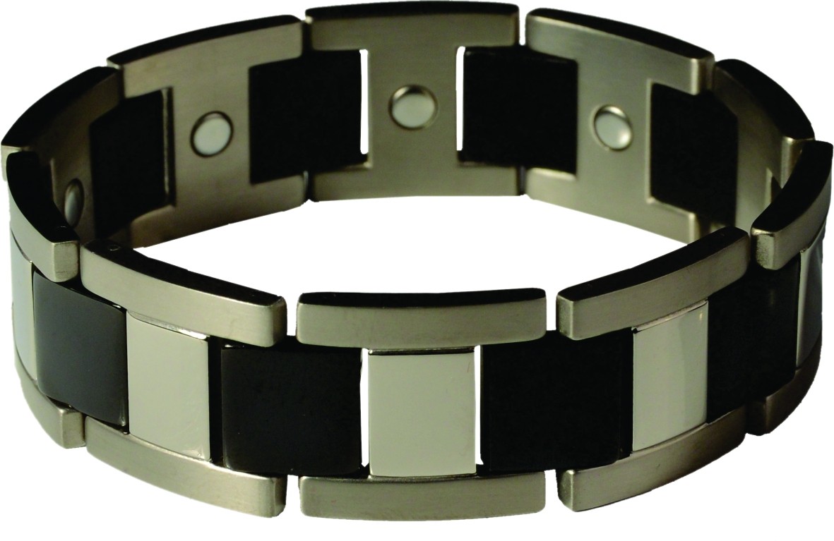 Dick Wicks Premium Magnetic Health Bracelet Slam Dunk Mens Titanium Wide-Fit