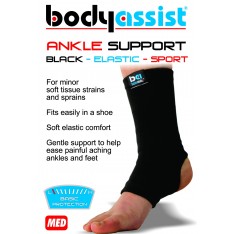 Bodyassist BLACK Elastic Ankle Support