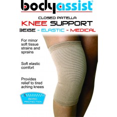 Slip-On Elastic Knee Support Beige Closed Patella