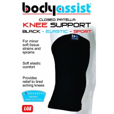 Sports Elastic Slip-On Knee Support Closed Patella Black