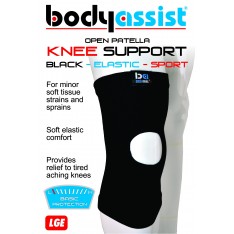Sports Elastic Slip-On Knee Support Open Patella Black