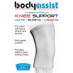 Slip-On Elastic Knee Support White Closed Patella