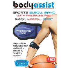 BA Sports Tennis Elbow Band with Pressure Pad Blk One Size
